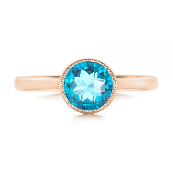 18k Rose Gold 18k Rose Gold Bezel-set Blue Topaz Ring - Top View -  104577