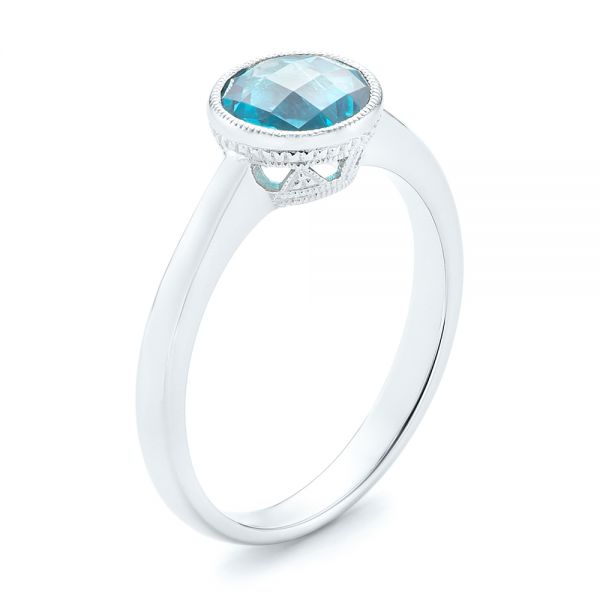  Platinum Platinum Bezel-set Blue Topaz Ring - Three-Quarter View -  104577