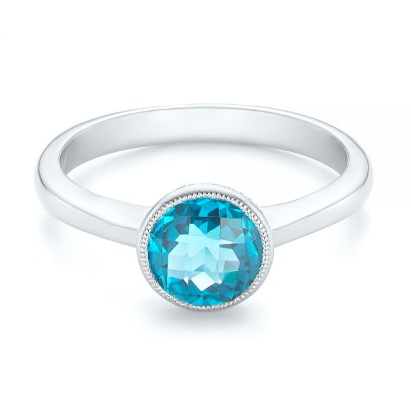  Platinum Platinum Bezel-set Blue Topaz Ring - Flat View -  104577