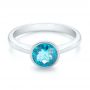 18k White Gold 18k White Gold Bezel-set Blue Topaz Ring - Flat View -  104577 - Thumbnail