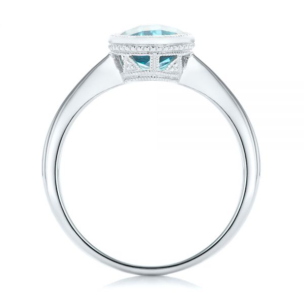  Platinum Platinum Bezel-set Blue Topaz Ring - Front View -  104577