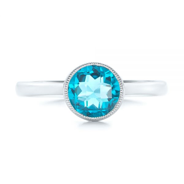  Platinum Platinum Bezel-set Blue Topaz Ring - Top View -  104577