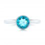 14k White Gold Bezel-set Blue Topaz Ring - Top View -  104577 - Thumbnail