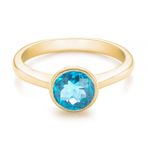 18k Yellow Gold 18k Yellow Gold Bezel-set Blue Topaz Ring - Flat View -  104577