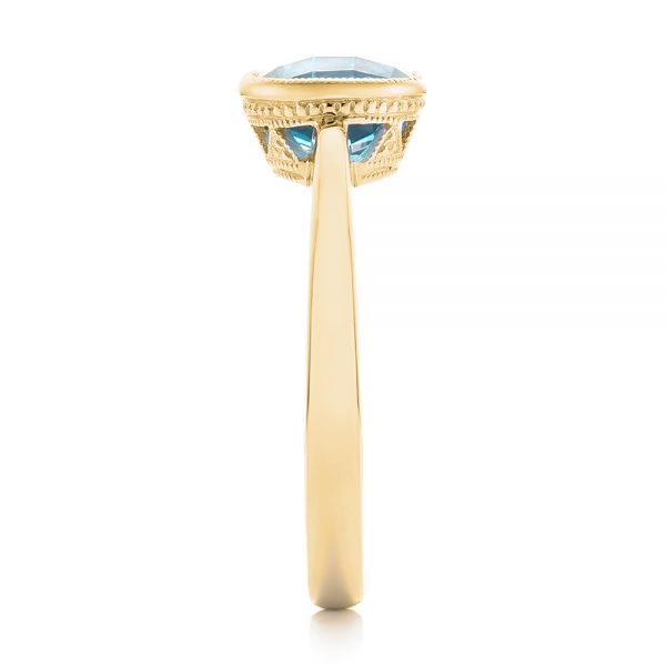 18k Yellow Gold 18k Yellow Gold Bezel-set Blue Topaz Ring - Side View - 104577