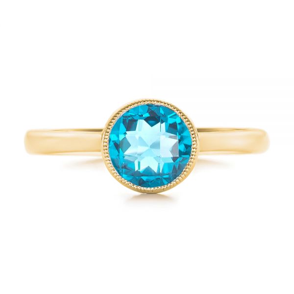 18k Yellow Gold 18k Yellow Gold Bezel-set Blue Topaz Ring - Top View - 104577