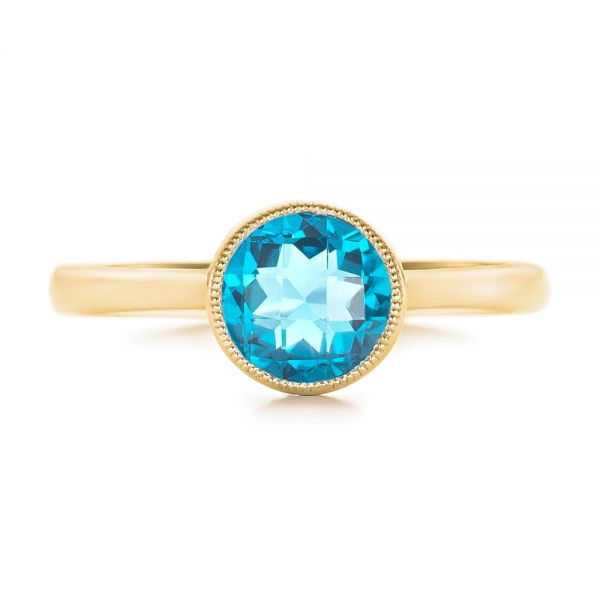 14k Yellow Gold 14k Yellow Gold Bezel-set Blue Topaz Ring - Top View -  104577