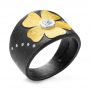 Bezel Set Diamond Flower Ring - Three-Quarter View -  107100 - Thumbnail