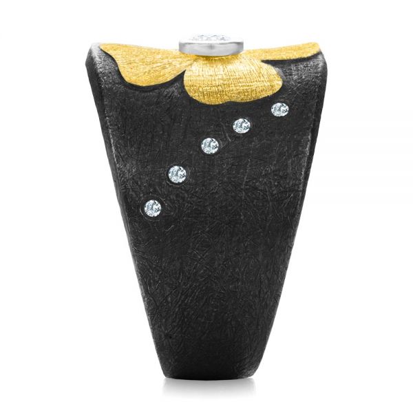 Bezel Set Diamond Flower Ring - Side View - 107100