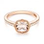 18k Rose Gold 18k Rose Gold Bezel Set Morganite And Diamond Fashion Ring - Flat View -  104588 - Thumbnail