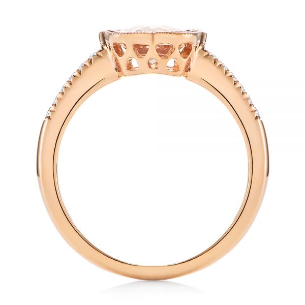 14k Rose Gold Bezel Set Morganite And Diamond Fashion Ring - Front View - 104588