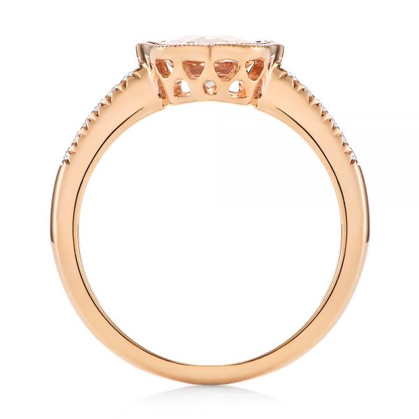 14k Rose Gold Bezel Set Morganite And Diamond Fashion Ring - Front View -  104588