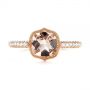 14k Rose Gold Bezel Set Morganite And Diamond Fashion Ring - Top View -  104588 - Thumbnail