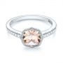  Platinum Platinum Bezel Set Morganite And Diamond Fashion Ring - Flat View -  104588 - Thumbnail