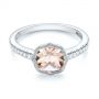 14k White Gold 14k White Gold Bezel Set Morganite And Diamond Fashion Ring - Flat View -  104588 - Thumbnail