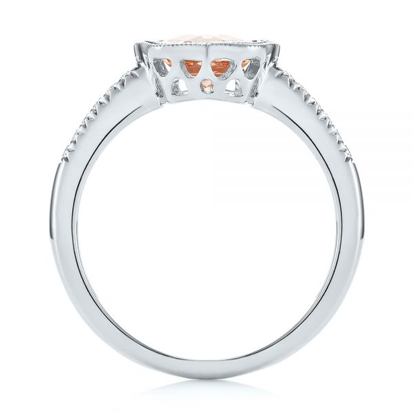  Platinum Platinum Bezel Set Morganite And Diamond Fashion Ring - Front View -  104588