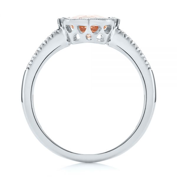 14k White Gold 14k White Gold Bezel Set Morganite And Diamond Fashion Ring - Front View - 104588