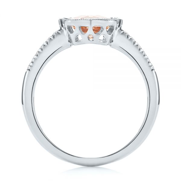 18k White Gold 18k White Gold Bezel Set Morganite And Diamond Fashion Ring - Front View -  104588