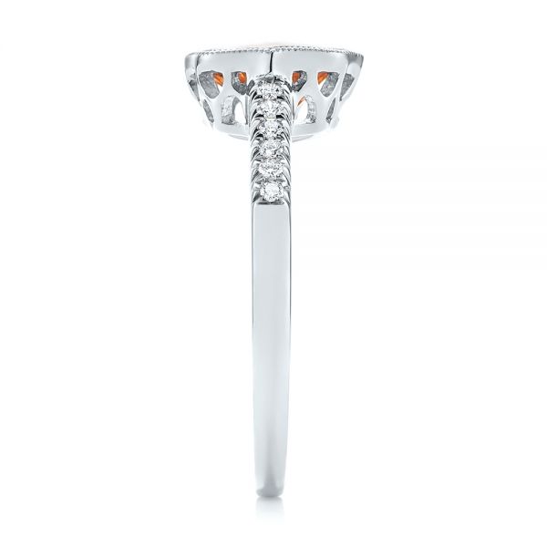 14k White Gold 14k White Gold Bezel Set Morganite And Diamond Fashion Ring - Side View - 104588