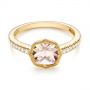 14k Yellow Gold 14k Yellow Gold Bezel Set Morganite And Diamond Fashion Ring - Flat View -  104588 - Thumbnail