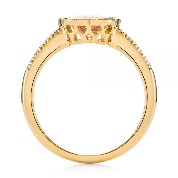 14k Yellow Gold 14k Yellow Gold Bezel Set Morganite And Diamond Fashion Ring - Front View -  104588