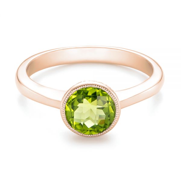 18k Rose Gold 18k Rose Gold Bezel Set Peridot Ring - Flat View -  102636