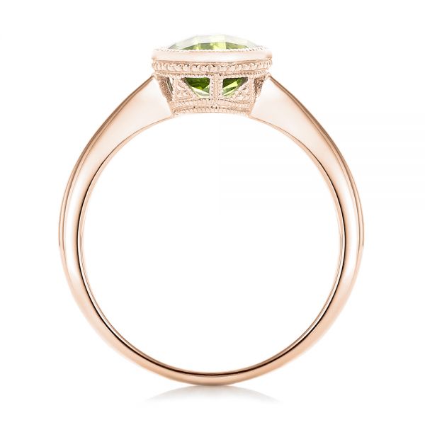 18k Rose Gold 18k Rose Gold Bezel Set Peridot Ring - Front View -  102636