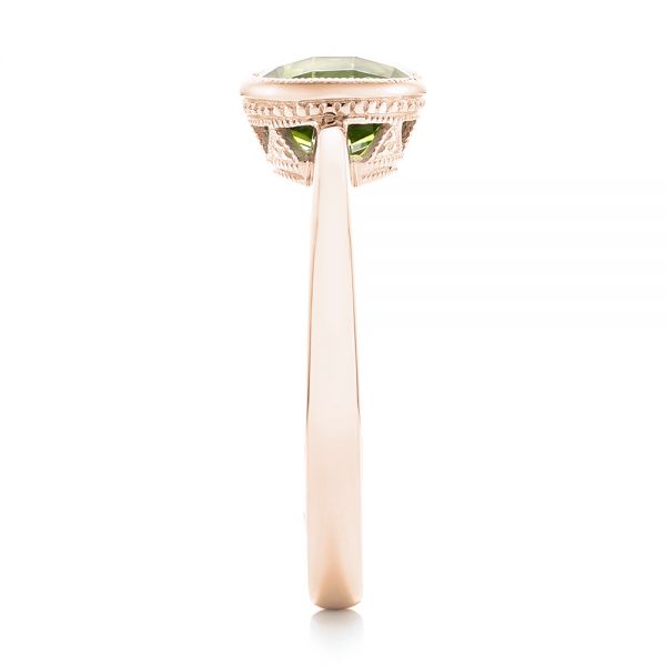 18k Rose Gold 18k Rose Gold Bezel Set Peridot Ring - Side View - 102636