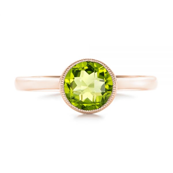 18k Rose Gold 18k Rose Gold Bezel Set Peridot Ring - Top View - 102636