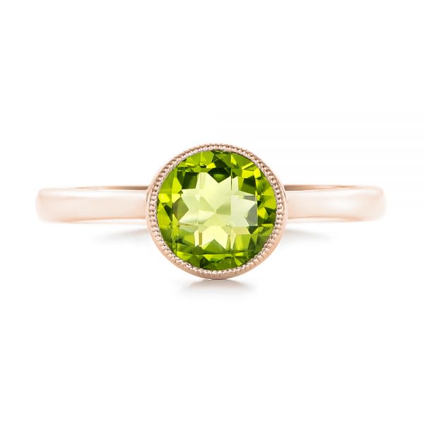 18k Rose Gold 18k Rose Gold Bezel Set Peridot Ring - Top View -  102636