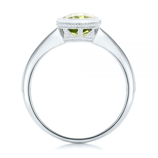 14k White Gold Bezel Set Peridot Ring - Front View - 102636