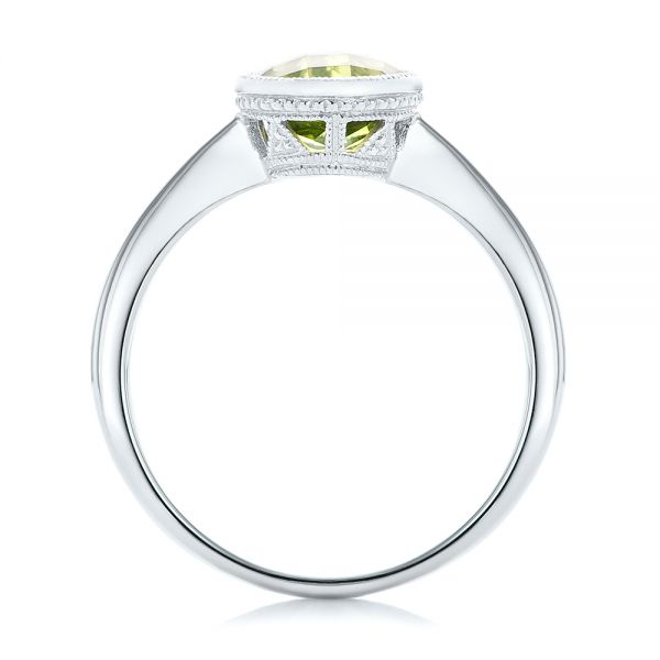 14k White Gold Bezel Set Peridot Ring - Front View -  102636