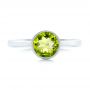 14k White Gold Bezel Set Peridot Ring - Top View -  102636 - Thumbnail