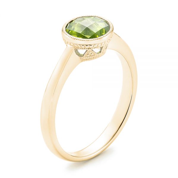 14k Yellow Gold 14k Yellow Gold Bezel Set Peridot Ring - Three-Quarter View -  102636