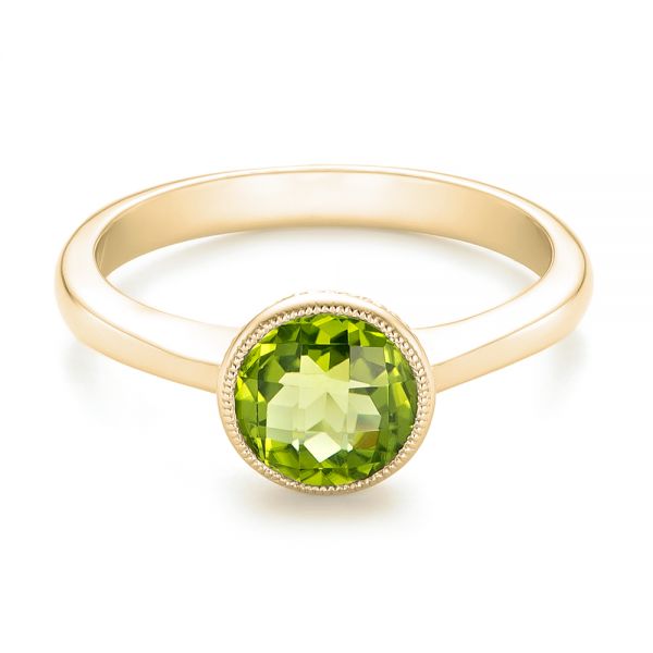 18k Yellow Gold 18k Yellow Gold Bezel Set Peridot Ring - Flat View -  102636