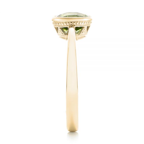 18k Yellow Gold 18k Yellow Gold Bezel Set Peridot Ring - Side View - 102636