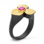 Bezel Set Ruby Flower Ring - Three-Quarter View -  107114 - Thumbnail