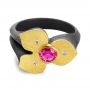 Bezel Set Ruby Flower Ring - Three-Quarter View -  107114 - Thumbnail