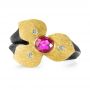 Bezel Set Ruby Flower Ring - Front View -  107114 - Thumbnail