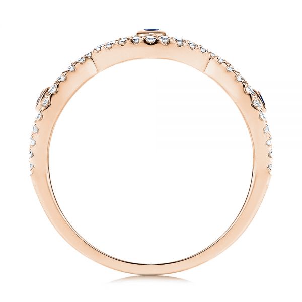 18k Rose Gold 18k Rose Gold Blue Sapphire And Diamond Criss-cross Ring - Front View - 106196