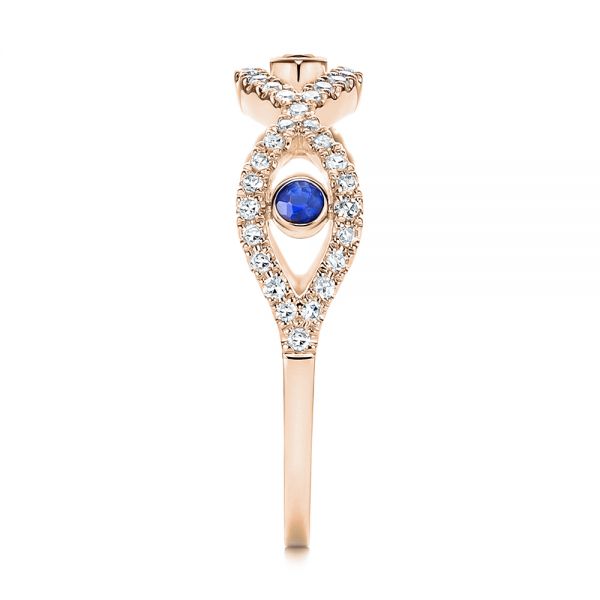 18k Rose Gold 18k Rose Gold Blue Sapphire And Diamond Criss-cross Ring - Side View -  106196 - Thumbnail
