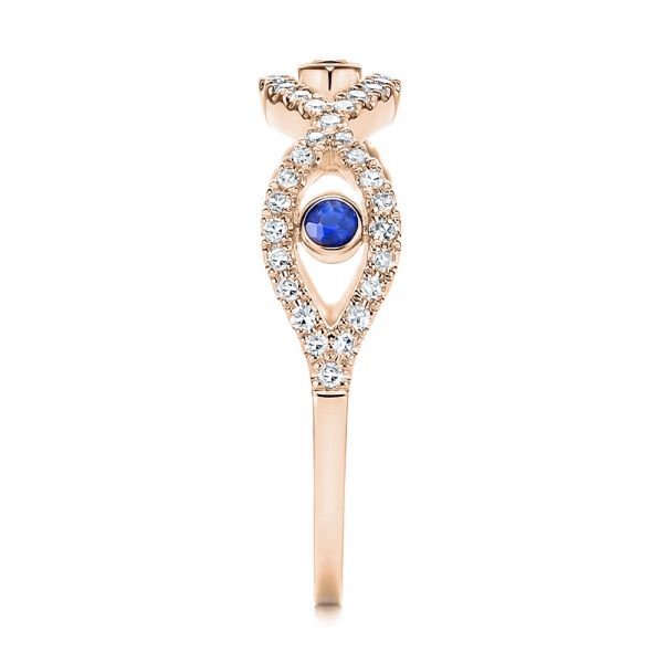 18k Rose Gold 18k Rose Gold Blue Sapphire And Diamond Criss-cross Ring - Side View - 106196