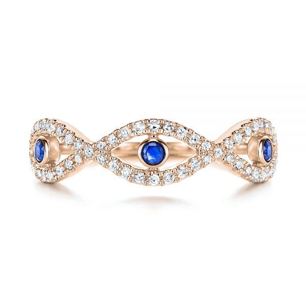 18k Rose Gold 18k Rose Gold Blue Sapphire And Diamond Criss-cross Ring - Top View -  106196 - Thumbnail