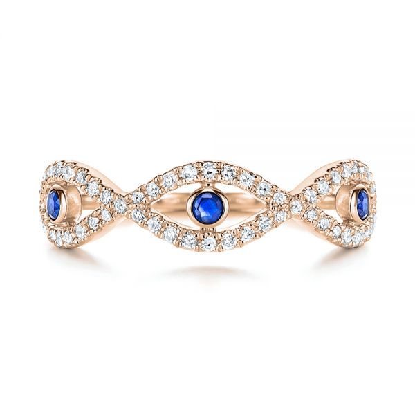 18k Rose Gold 18k Rose Gold Blue Sapphire And Diamond Criss-cross Ring - Top View - 106196