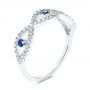 14k White Gold Blue Sapphire And Diamond Criss-cross Ring - Three-Quarter View -  106196 - Thumbnail