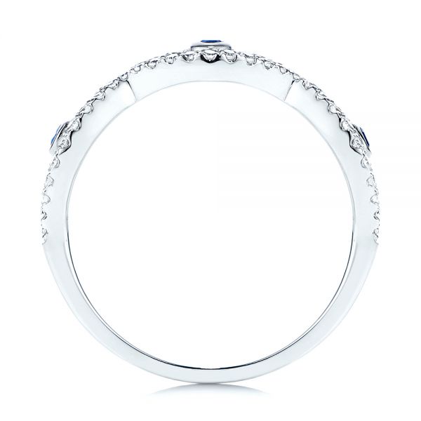  Platinum Platinum Blue Sapphire And Diamond Criss-cross Ring - Front View -  106196 - Thumbnail