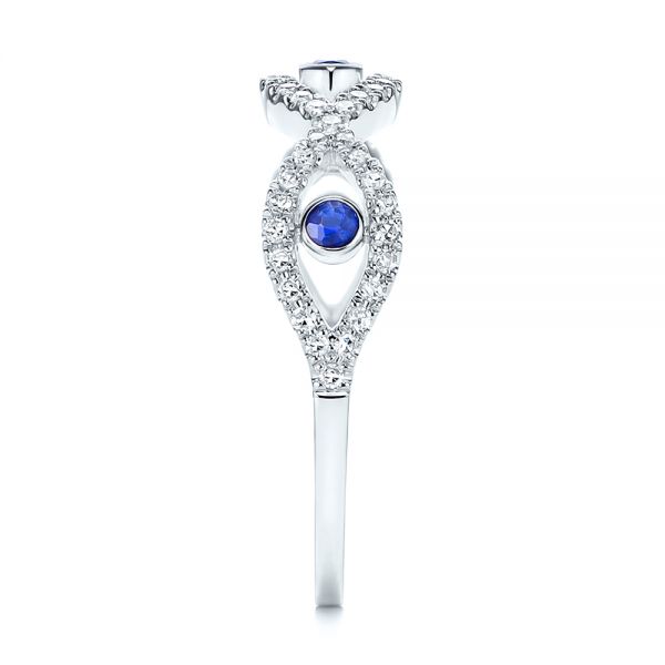 14k White Gold Blue Sapphire And Diamond Criss-cross Ring - Side View -  106196