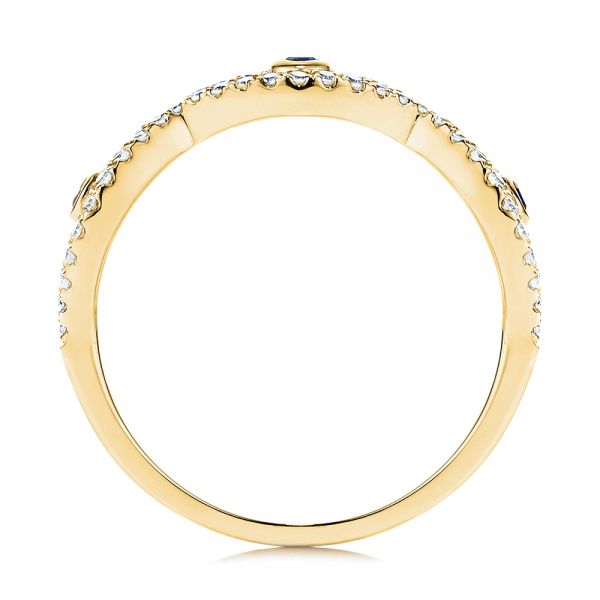 18k Yellow Gold 18k Yellow Gold Blue Sapphire And Diamond Criss-cross Ring - Front View - 106196
