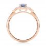 14k Rose Gold 14k Rose Gold Blue Sapphire And Diamond Floral Halo Ring - Front View -  103768 - Thumbnail
