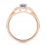 18k Rose Gold 18k Rose Gold Blue Sapphire And Diamond Floral Halo Ring - Front View -  103768 - Thumbnail